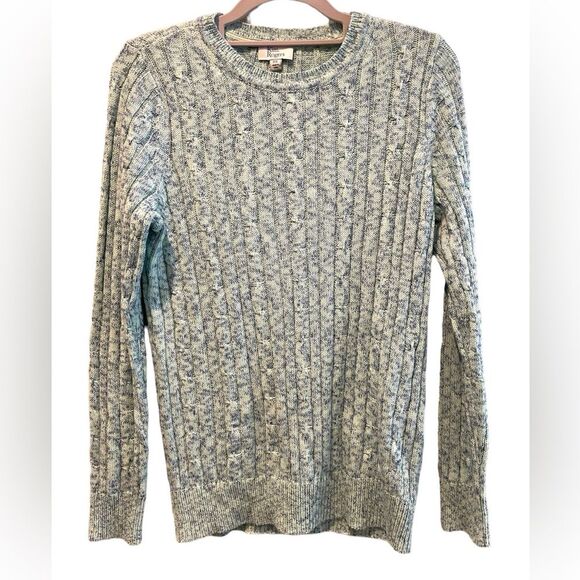 Kim Rogers Cable Knit Crew Neck Sweater‎ Long Sleeve Green Heather Petite Small - Picture 1 of 6